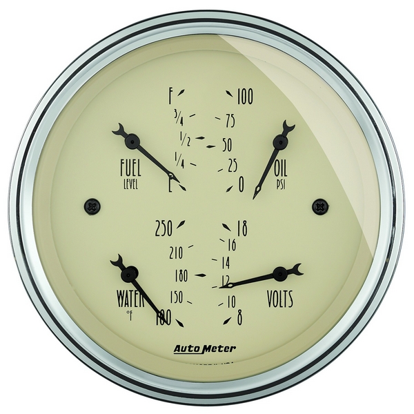 3-3/8" QUAD GAUGE, 100 PSI/100-250 F/8-18V/0-90 Ω, ANTIQUE BEIGE